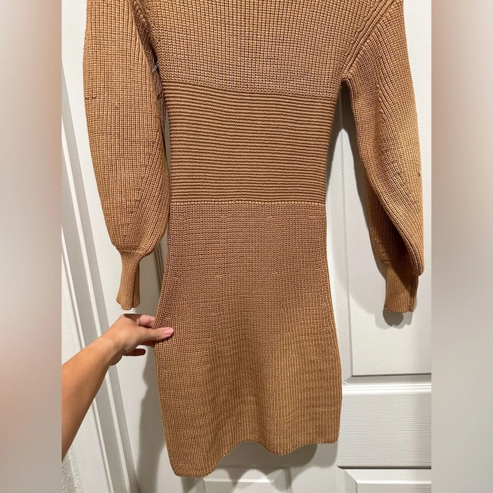 STAUD Marylebone Sweater Dress in Camel - Picture 9 of 14